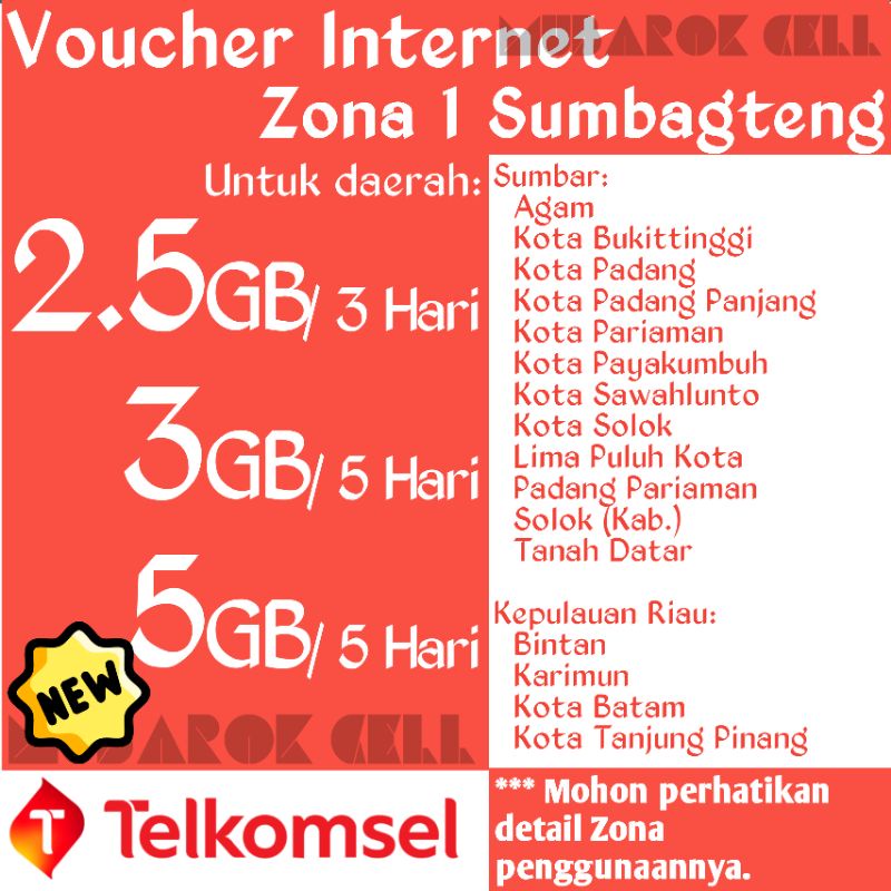 (Kirim Kode via Chat) New Voucher Telkomsel Zona 1 Sumbar, Riau dan Kepulauan Riau