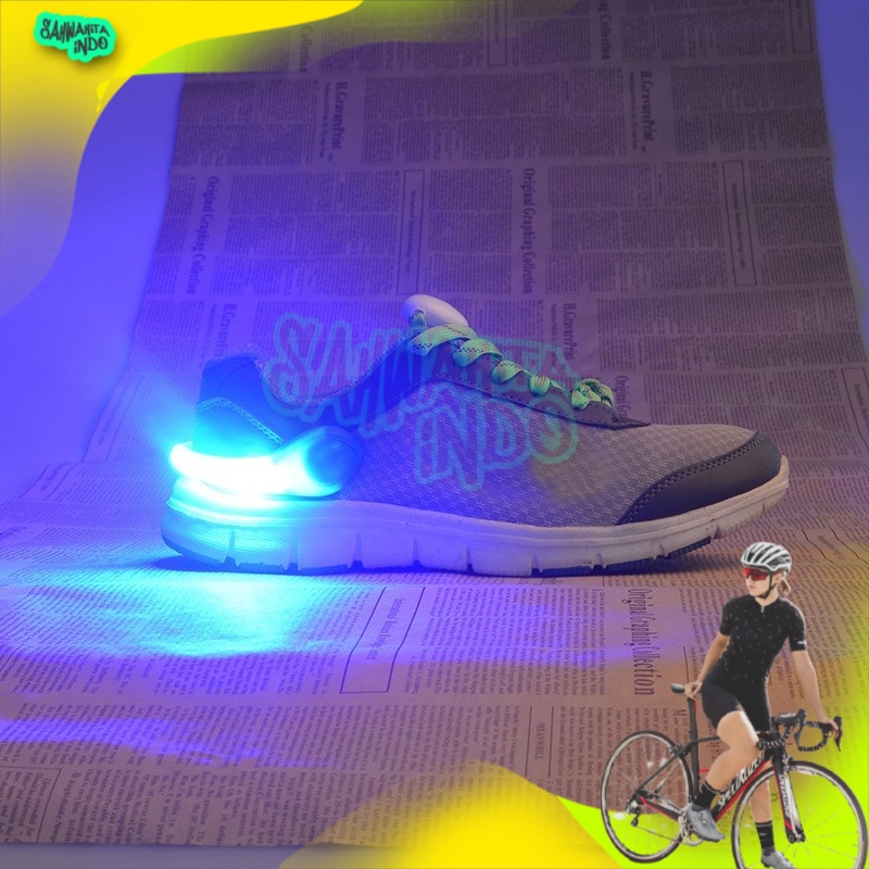 Klip Lampu Sepatu LED Sepedah lampu  depan belakang Alat Olahraga Gowes MTB Gunung  Lipat