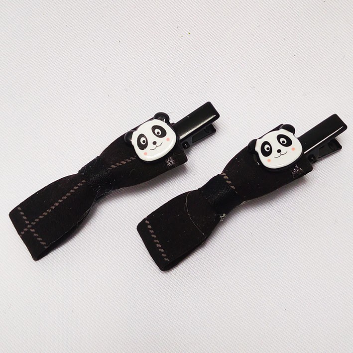 PGS-039 PANDA BLACK ISI 2 Jepit Rambut Pita Karakter Line Friends