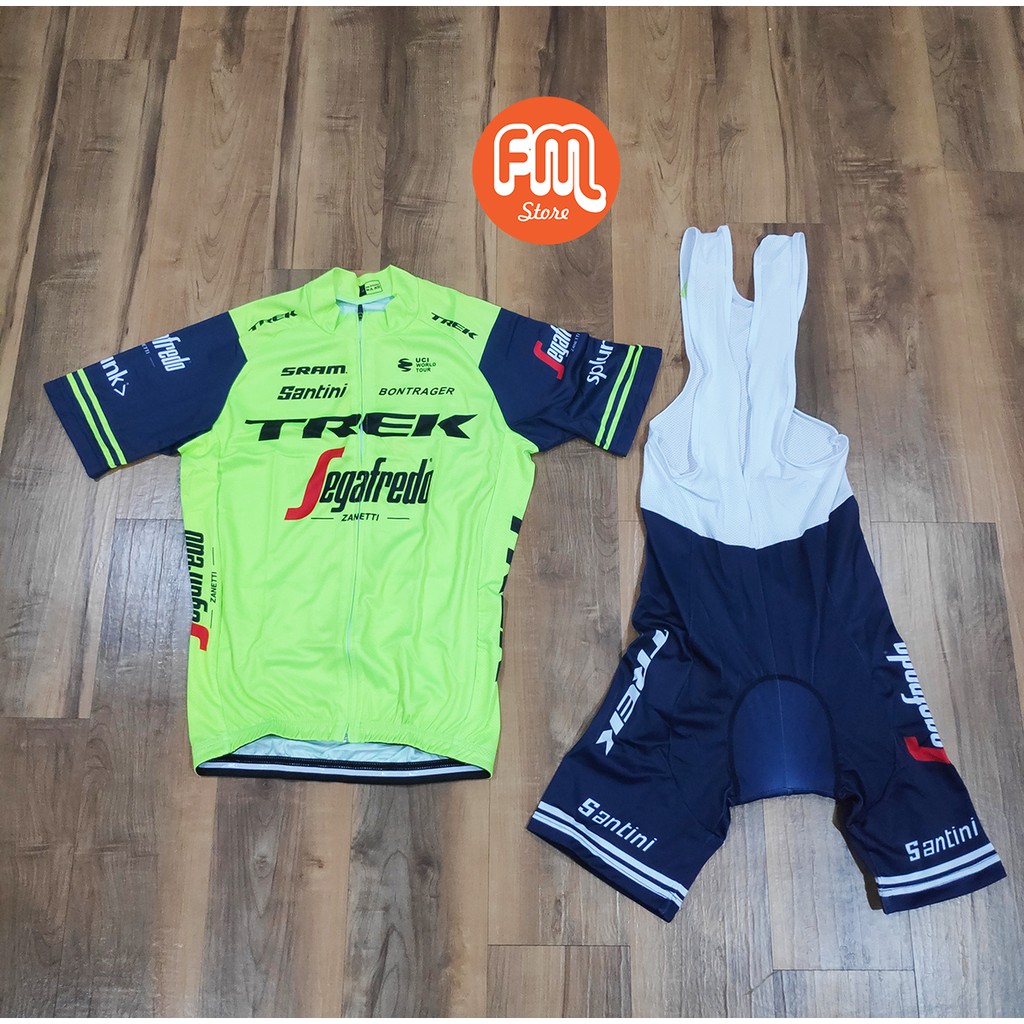 Jersey Road Bike Bib Short Set Trek Segafredo Neon Baju Sepeda