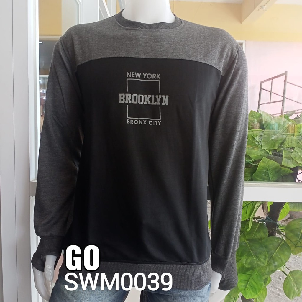 bb TOPTEN SWEATER POLOS cowok Lengan Model Lubang Jempol