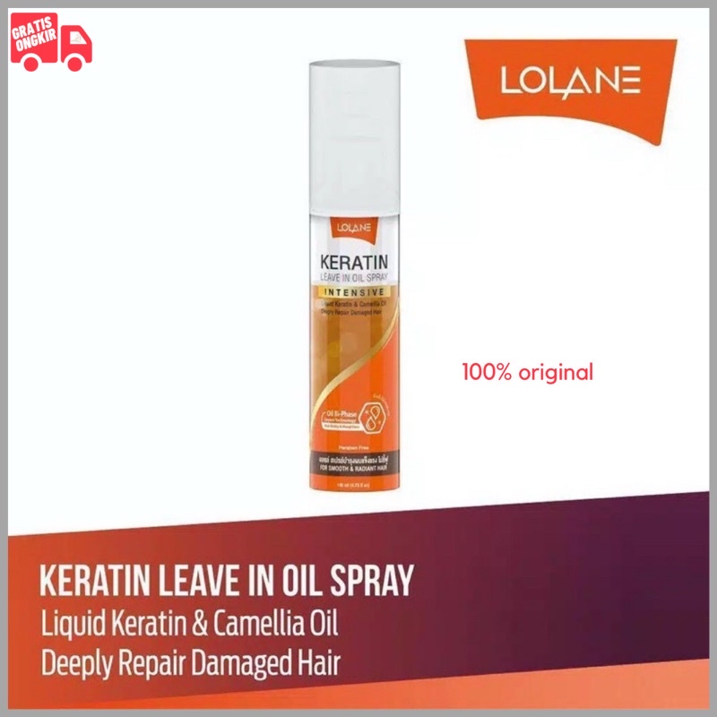 Lolane Keratin Leave in Oil Spray 140ml / Treatment rambut kering dan rusak / Keratin Serum Rambut