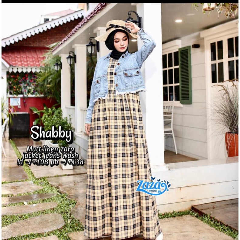 Shabby by Zaza setelan jeans dan longdress jeans set gamis outer jeans free gamis LD 108/PB 138