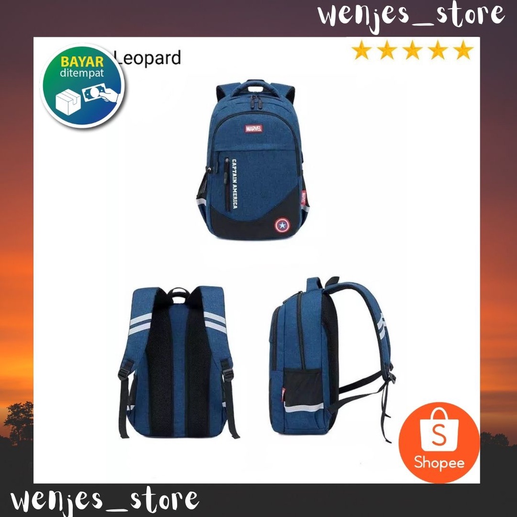 TAS RANSEL TERBARU TAS RANSEL SEKOLAH ANAK TK SD TAS RANSEL MARVEL CAPTAIN AMERICA TAS RANSEL LEOPAR