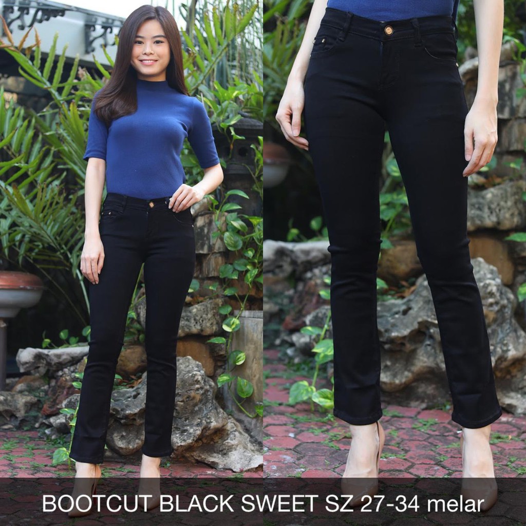 CELANA JEANS WANITA BOOTCUT BLACK SWEET