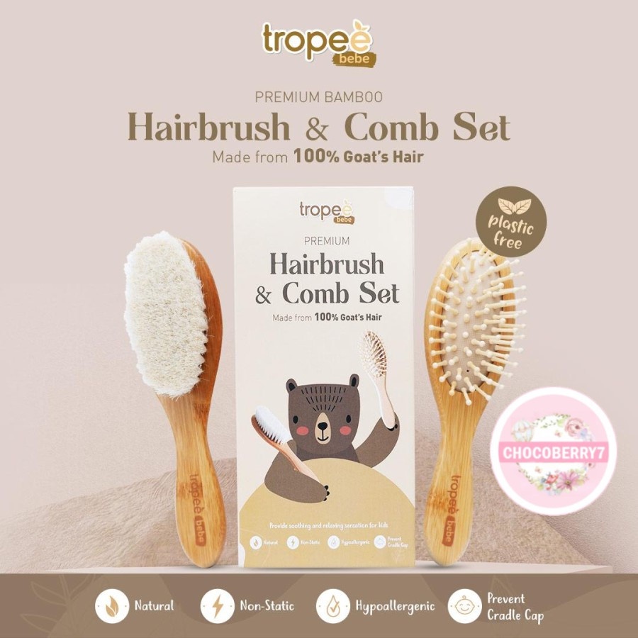 Tropee Bebe Bamboo Premium Hair Brush / Hair Comb Sisir Rambut Anak Bamboo