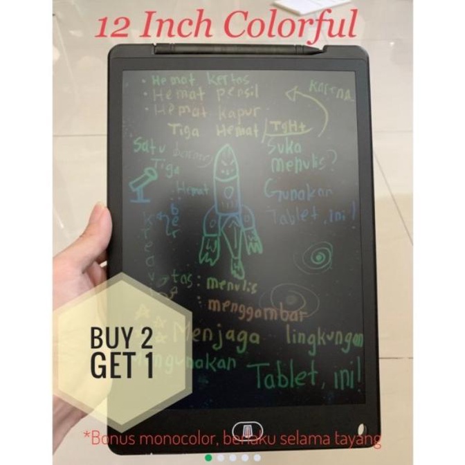 

Office & Stationery | Alat Tulis | Lcd Writing Tablet Papan Tulis Digital 12 Inch Multi Color | Best Seller