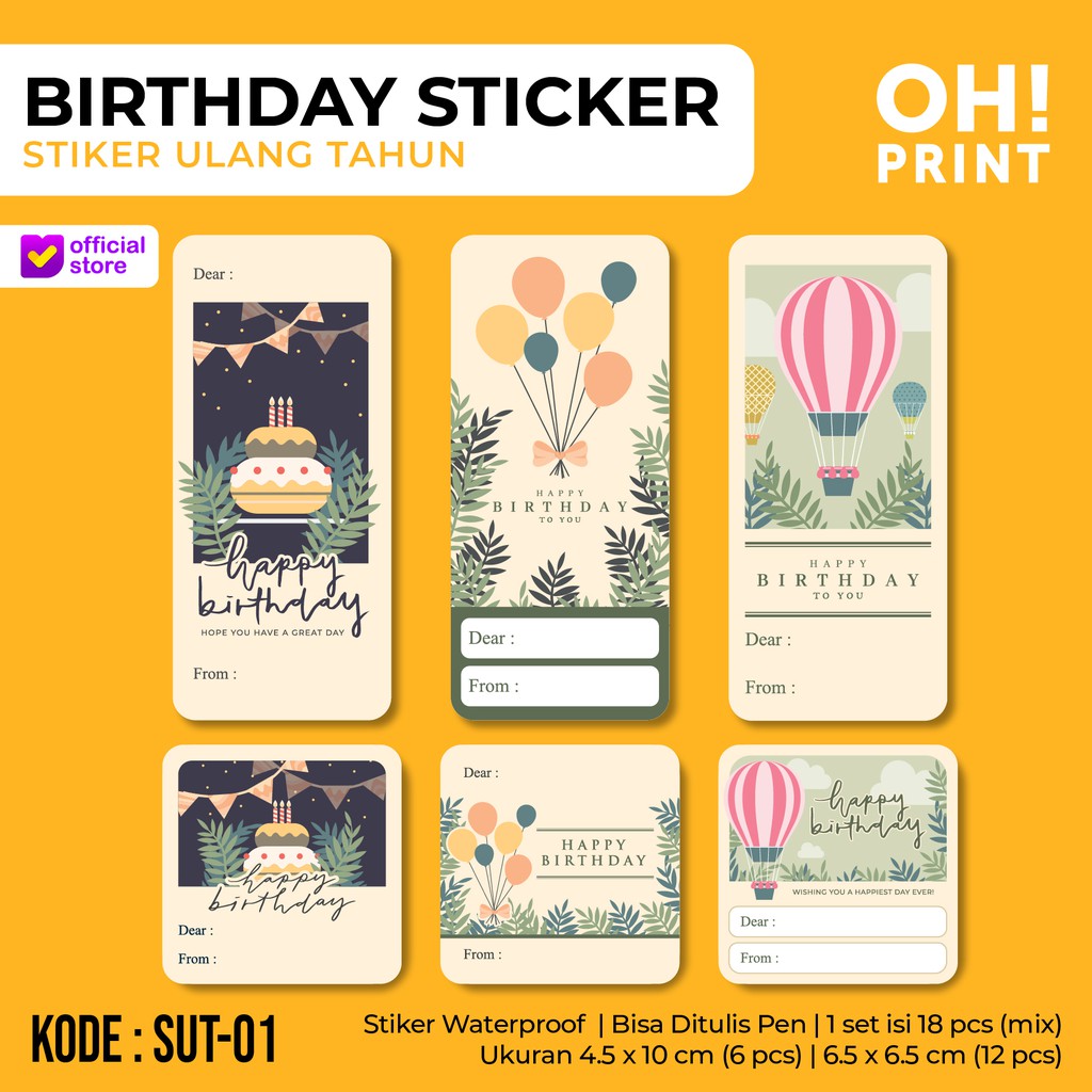 

18 PCS Stiker Ulang Tahun | Stiker Ultah | Birthday Sticker | Birthday Gift