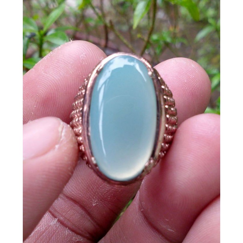 Cincin batu akik Light Blue Garut asli batu bukn sintetis bukan bacan doko pirus008