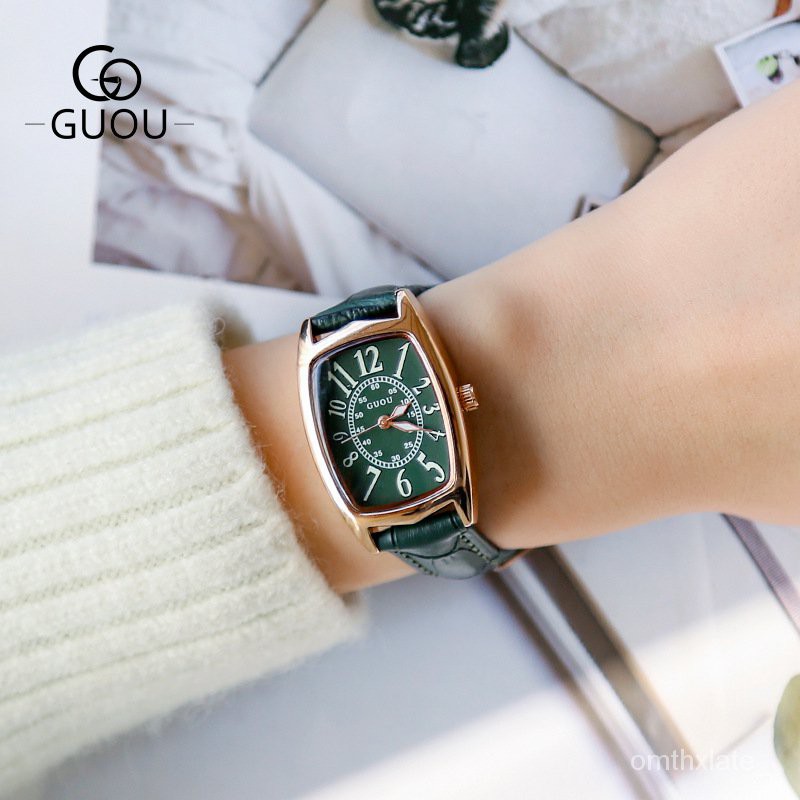 Guou Watch Fashion Wanita Berjaga-jaga Kuarsa Watch Retro Persegi Panjang Kecil Wanita Berjaga-j