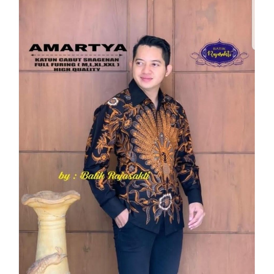 Batik pria lengan panjang HITAM GOLD modern  ORIGINAL BAJU PREMIUM KEKINIAN BATIK SOLO MURAH TERBARU