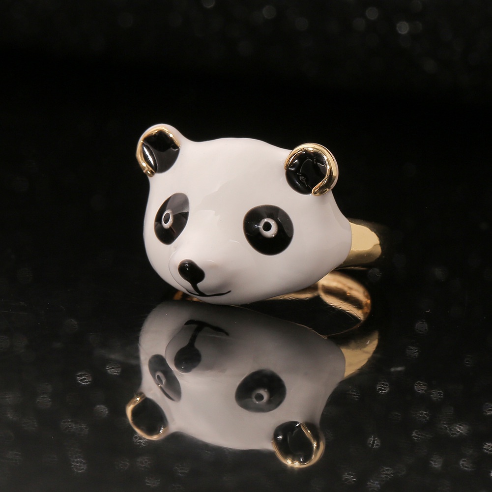 Minyak cincin menetes panda cincin kepribadian Geometri cincin khusus bunga desain kecil cincin wani