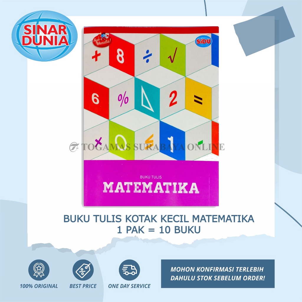 

BUKU TULIS KOTAK KECIL MATEMATIKA STRIMIN 38 LEMBAR 10 BUKU / PACK SINAR DUNIA