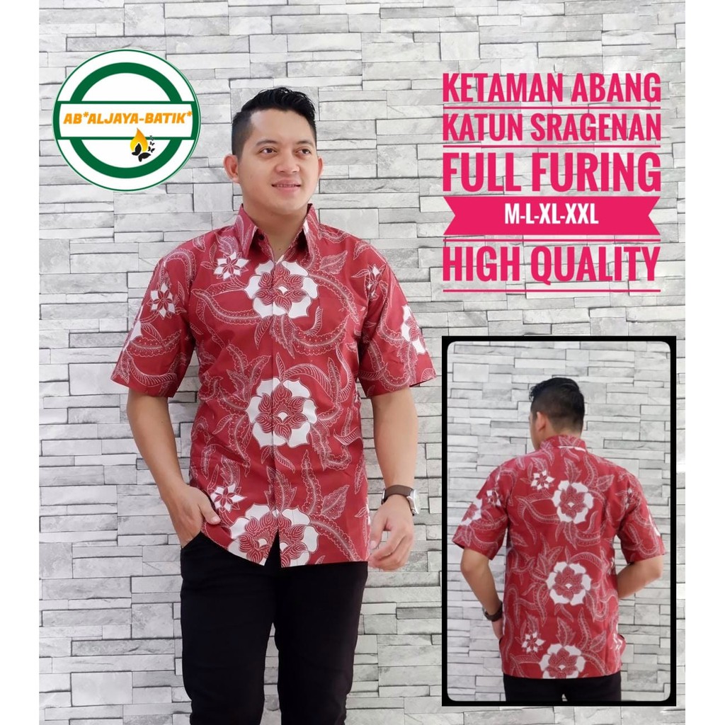 KETAMAN ABANG Kemeja Batik Pria Lengan Pendek Katun Halus FULL FURING Batik Aljaya