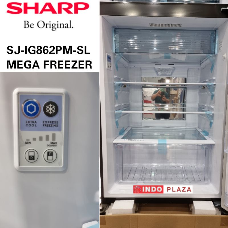 KULKAS SHARP SJ-IG862PM-SL 2 PINTU Super Jumbo 613 Liter INVERTER