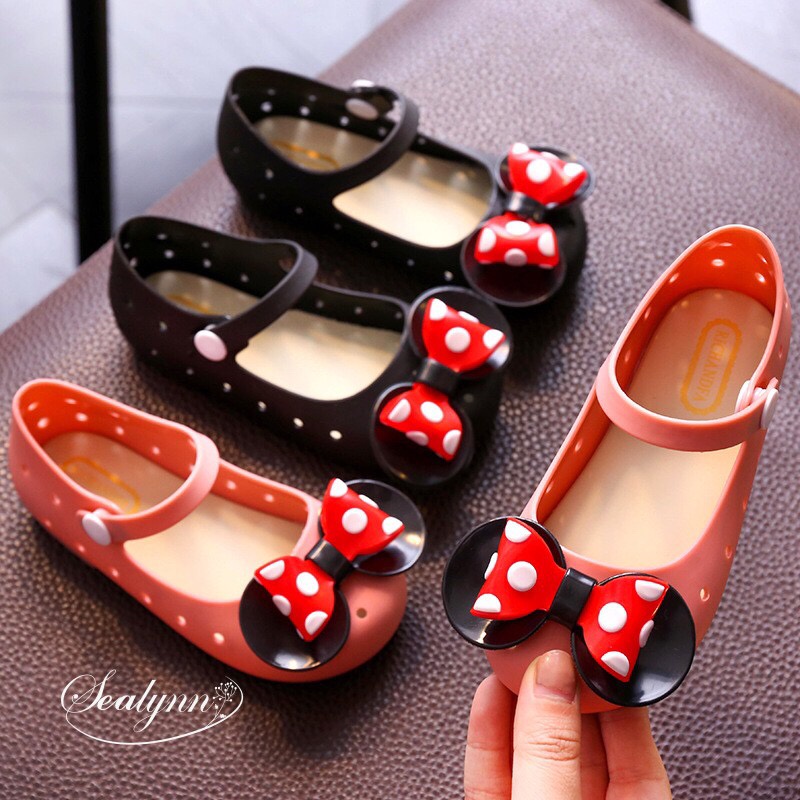 Qeede_Store Sepatu Anak Perempuan Flat Shoes BOW Jelly Shoes Size 24-29 Usia 1-2 Tahun