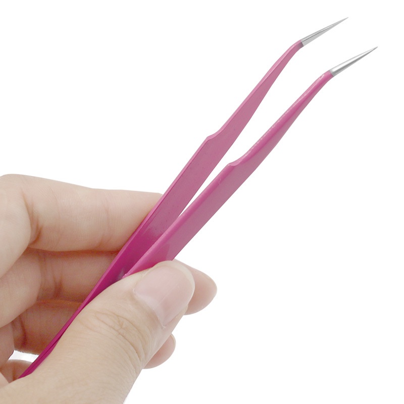 Pinset Bulu Mata Pink / Penjepit Eyelash Extension / Tweezers