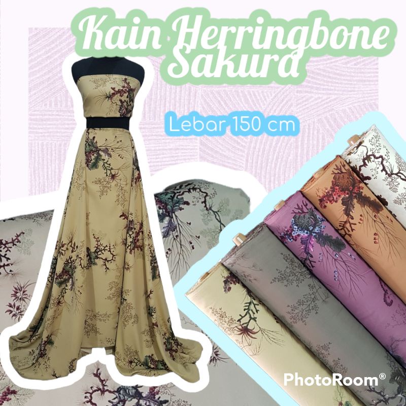 Bahan Kain halus Herringbone Sakura / kain heringbon lembut murah meteran