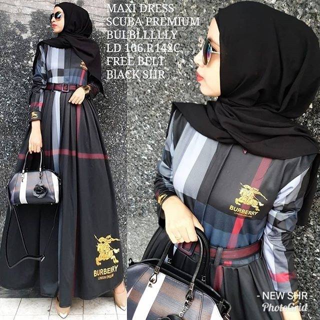 Maxi dress scuba bulberry +belt SHR