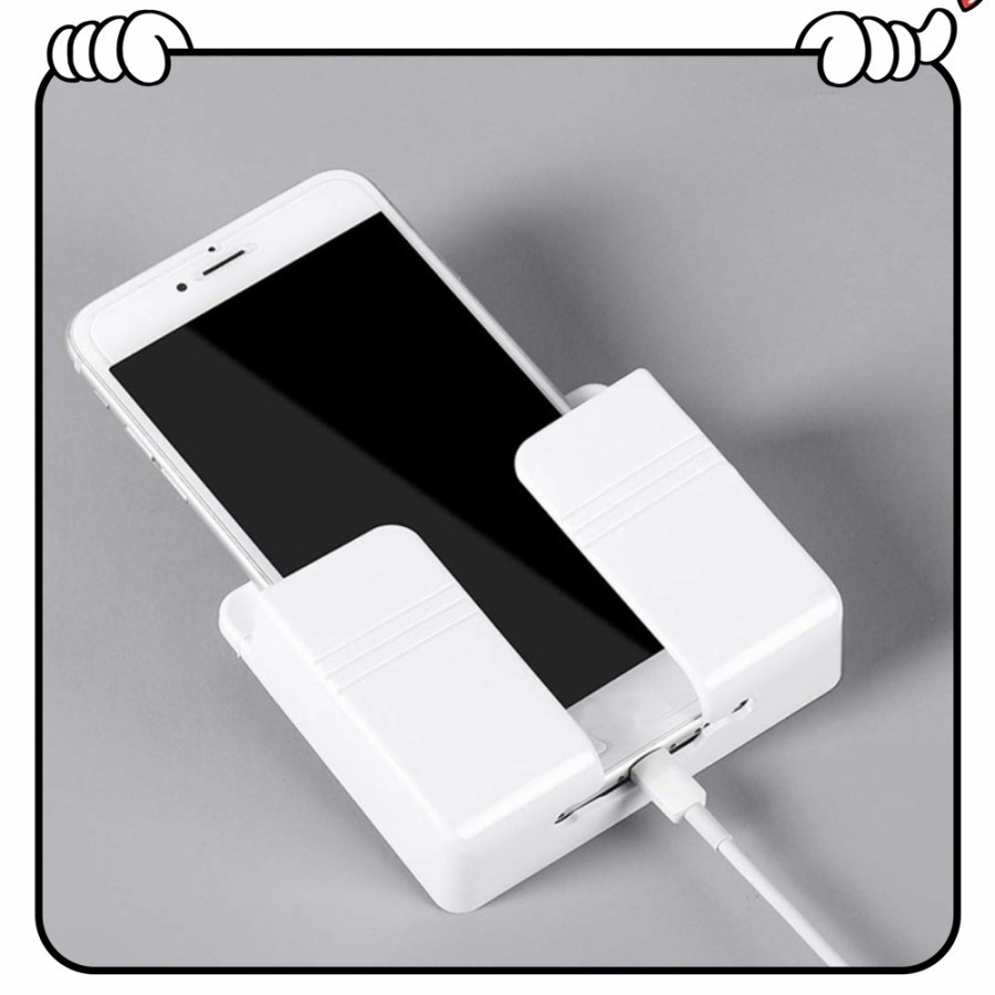 RH05 - Tempat Charger Cas HP Smartphone Holder Rak Remote Kabel Tempel Dinding