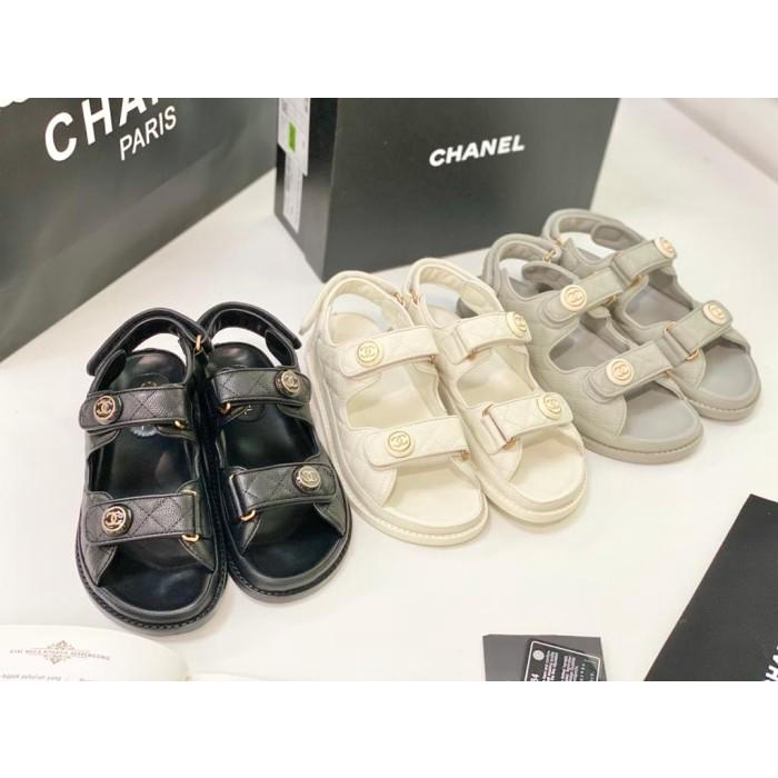 CHANEL DADDY SANDAL CAVIAR ORIGINAL LEATHER - WITH GOLD HANRDWARE