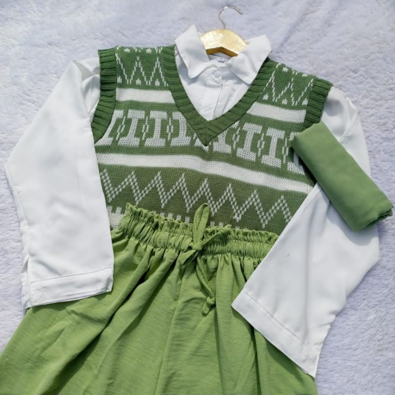 OUTFIT NANAD NO HIJAB ( celana + vest ) dan free kemeja