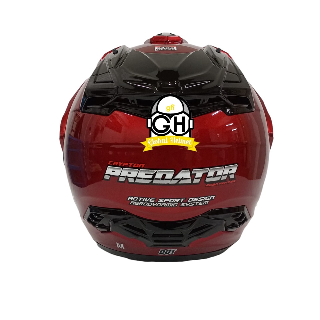 HELM HALF FACE NHK PREDATOR CRYPTON SOLID ROYAL RED DOUBLE VISOR