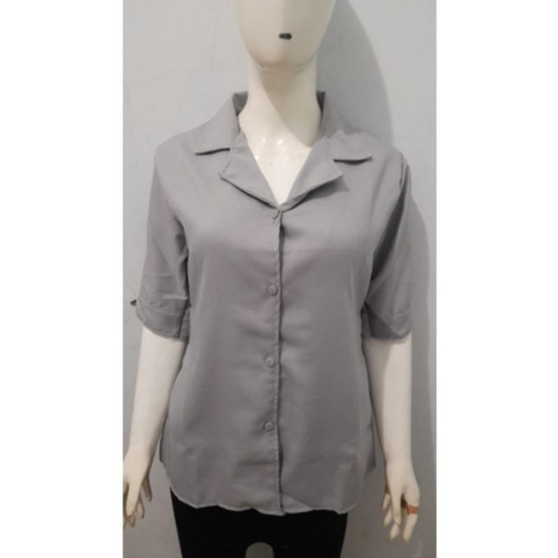 Kemeja Wanita Korea Style Jumbo Lengan Pendek Terkini 2021-6