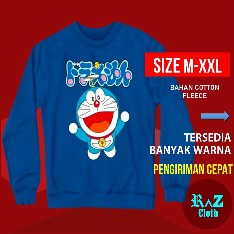 Hoodie Tanpa Kupluk Doraemon Terbang With Baling Baling Bambu Crewneck Crew Neck
