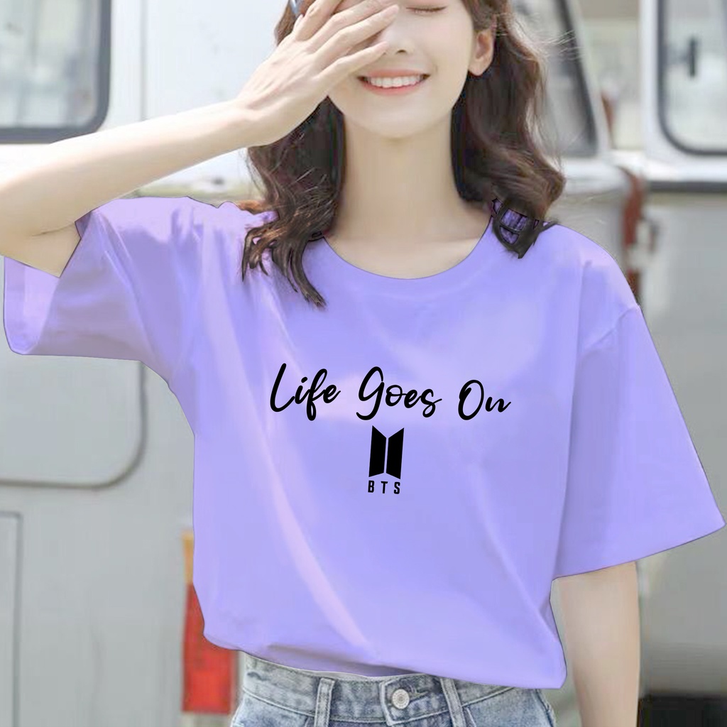 CALVIERO SHOP - BAJU KAOS ATASAN WANITA PRINT LIFE GOES ON ONLY