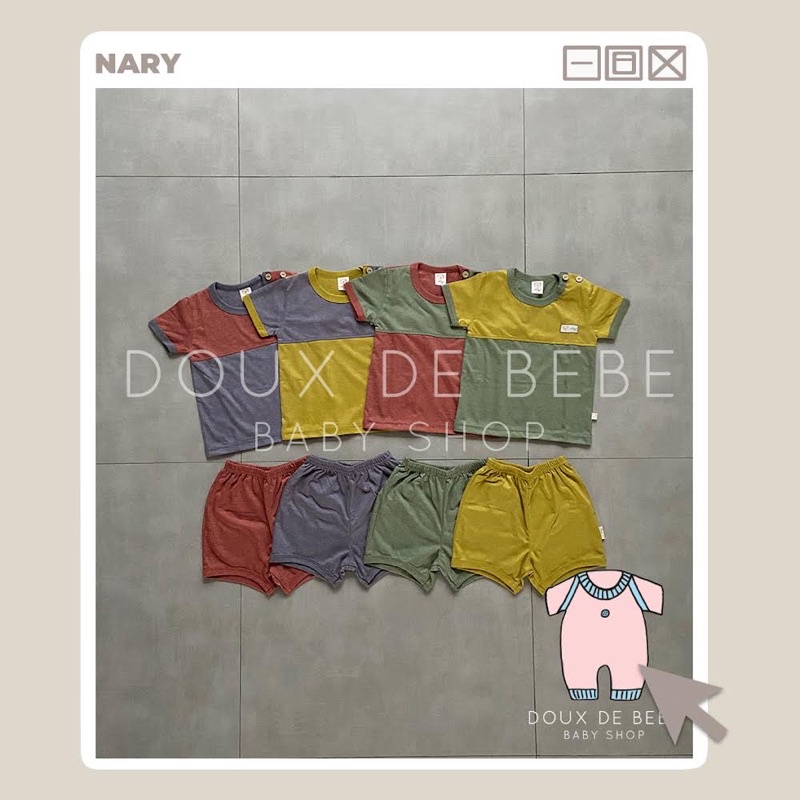 [MOMMYONLINE] NARY BABY WEAR - Nary Baju Bayi / Nary Kaos Bayi Lengan Pendek Celana Pendek (2 COLOR) 1 SET/1 STEL / Baju Anak Murah 2 warna 1 SET/1 STEL 1-3 tahun / 1-3 year - Earth Series / Nature Series (seperti LIBBY EARTH SERIES)