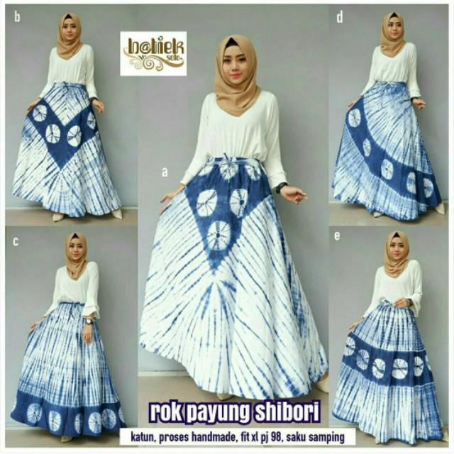 Rok payung shibori.katun handmade.allsize LP 100.bawah klok 3 meter.batik pekalongan