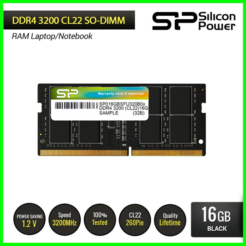 Silicon Power DDR4 3200MHz CL22 16GB SODIMM RAM PC Desktop - RAM 16GB