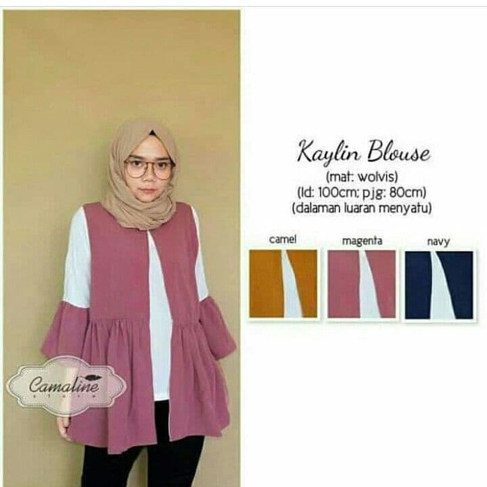 TRENDY  Pakaian atasan ibu wanita blouse set Kaylin Blus Baju Atasan Panjang Wanita Hijab Modern B
