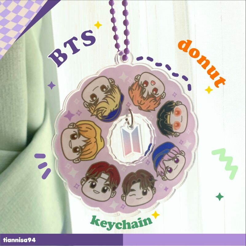 BTS Keychain | Gantungan Kunci Akrilik BTS | BTS Donut Acrylic Keychain | BTS keyring