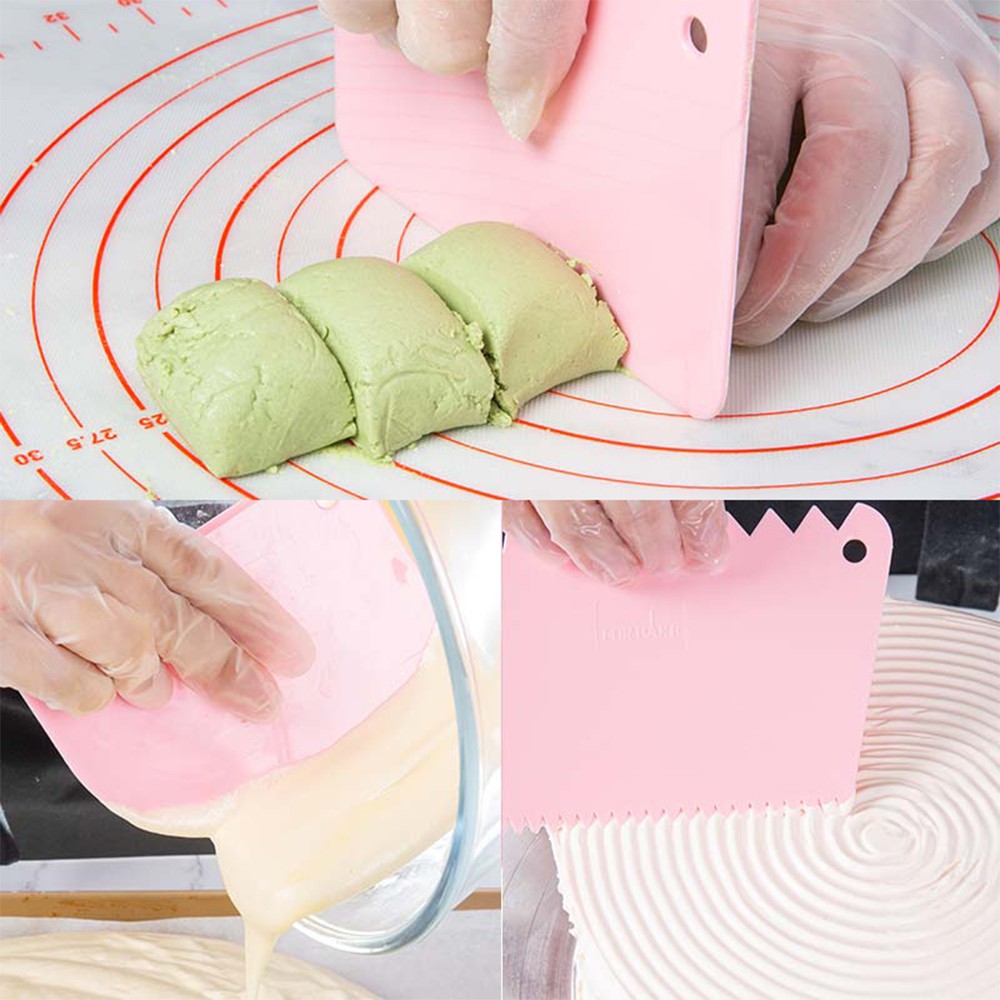 HOVELSHOP Scraper Pemotong Adonan Kue Fondant Alat Dekorasi Kue 3 Pcs