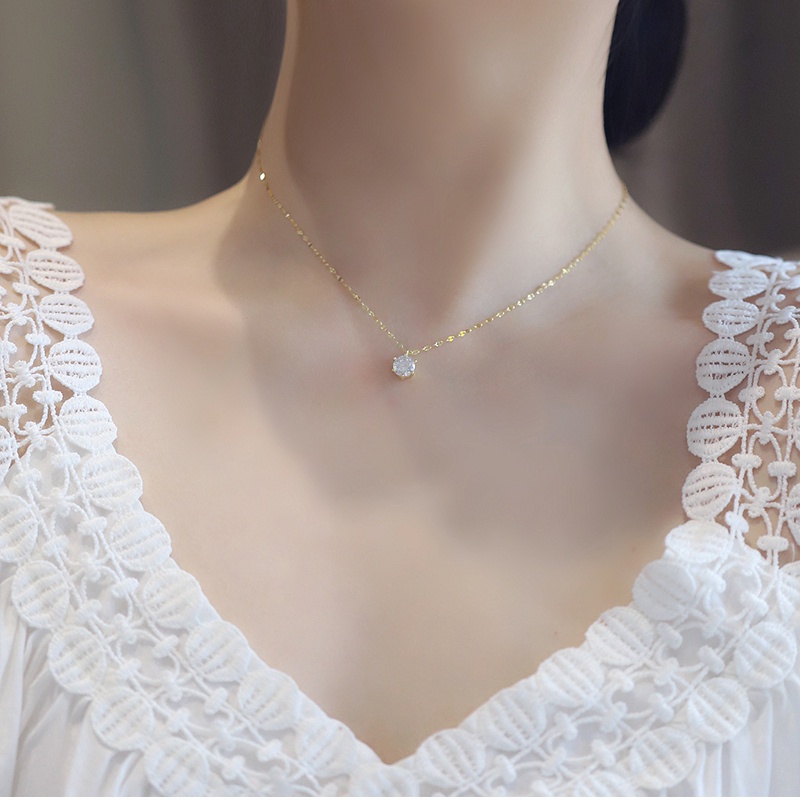 Charm Big Crystal Pendant Necklace Kalung Shining Korea Clavicle Chain Necklaces Women Party Jewelry