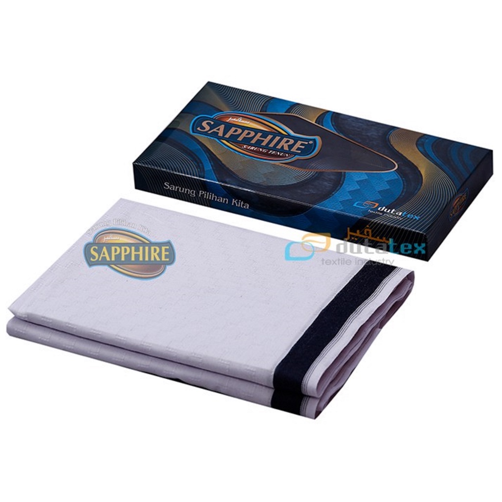 Sarung Tenun Sapphire Putih Polos Sarung Sholat Kain Sarung Pria Dewasa Original Shapire