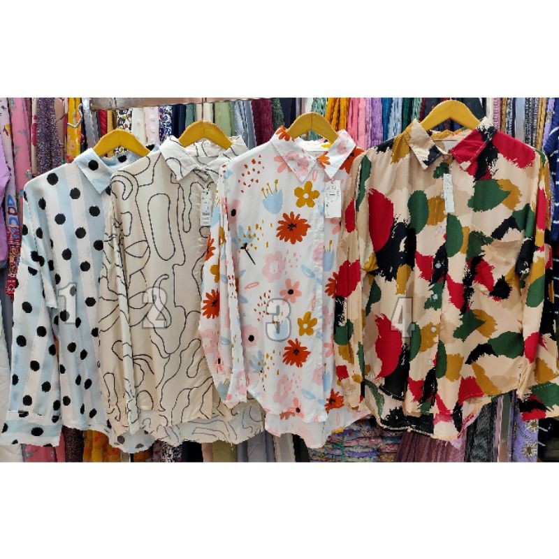 Atasan Rayon | Kemeja | Atasan Wanita | Kemeja Wanita | Rayon | Atasan Motif | Motif Abstrak