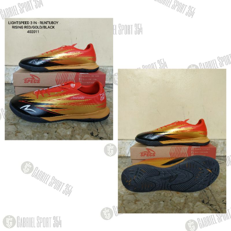 Sepatu Futsal Specs Lightspeed 3 IN - Runtuboy Rising Red Gold [ 402011 ]