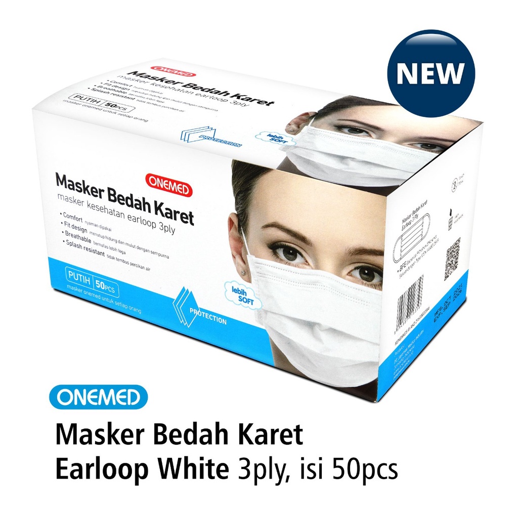 OneMed Masker Medis Earloop per Box isi 50 pcS