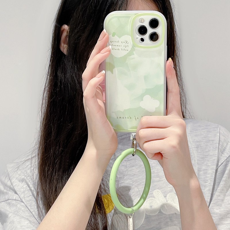 Soft Case Dengan Gelang Lingkaran Hijau Untuk OPPO A3S Realme C1 A52 A92 A7 A5S A12 A11K F9 Pro F11 A95 A9 A5 A33 A31 2020 A36 A76 A96 A55 F9 Pro A15S A35 Reno 5 6 7Z 8 Lukisan Desain Kartun Untuk Dekorasi