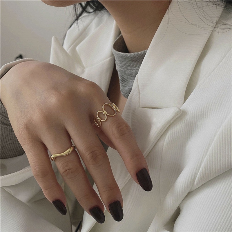 2piece set korean Ring simple and niche design ring cool style temperament fashion ring for women