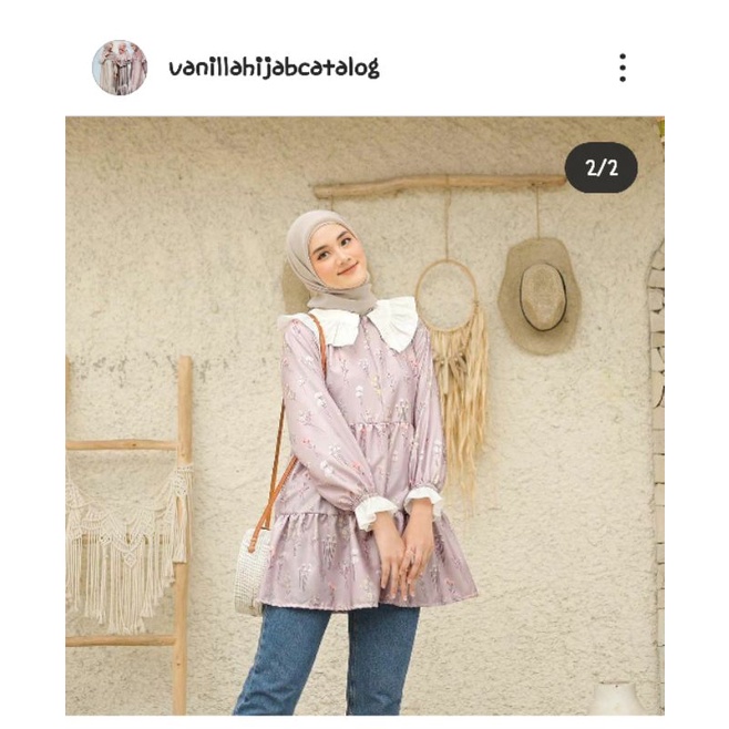 Selena Blouse Dustygrey size L by Vanilla Hijab