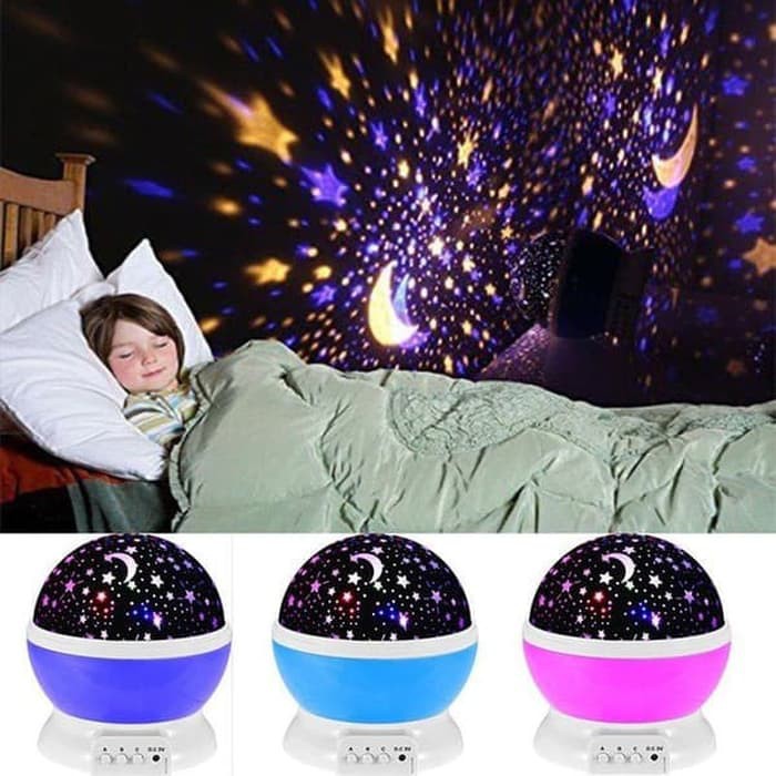 Lampu Tidur Hias Unik Dengan Model Proyektor Motif Bulan Bintang Sky Galaxy L-03