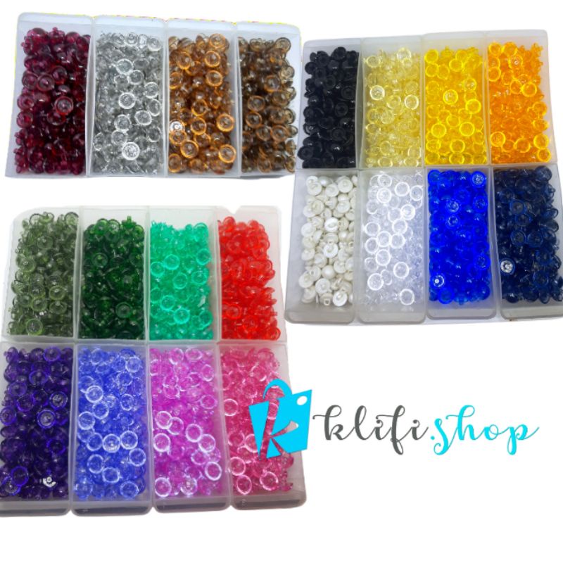 Kancing jamur Transparan/ kancing kristal bening harga per 1lusin