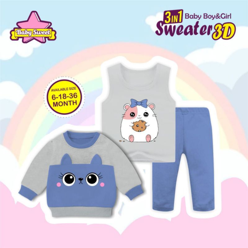 Afsheenastore Sweater Anak 3D 3in1 By Baby Sweet