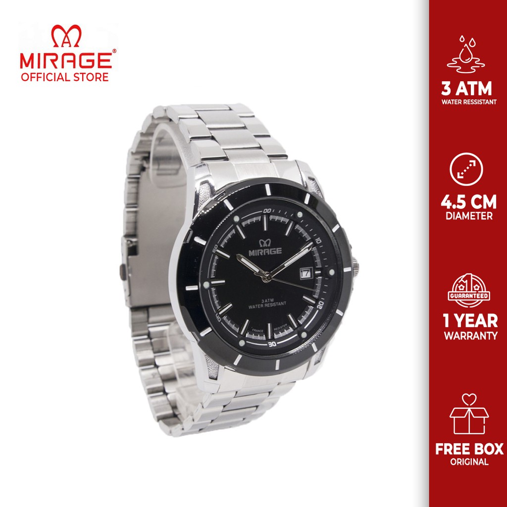 Mirage watch Official Jam Tangan Pria Mirage Sporty Silver Garansi 1 tahun Original 8713 M Anti
