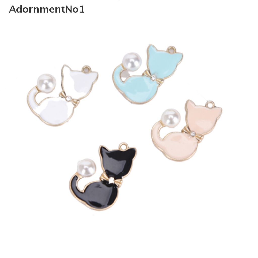 [AdornmentNo1] 10Pcs/Set Enamel Pearl Tail Cat Charms Pendants DIY Crafts Jewelry Findings Gift [new]