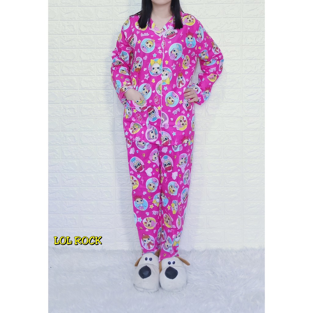 Piyama dewasa PP panjang, katun jepang, fit to L ,motif DORAEMON /DORA BEACH/DORA SPORT/DORA NOBITA